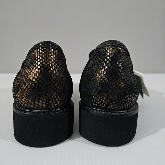 NEW Mephisto Salka Loafer 6.5 Gold Snake Print Leather Chunky Lug Sole Slip On - Picture 8 of 13
